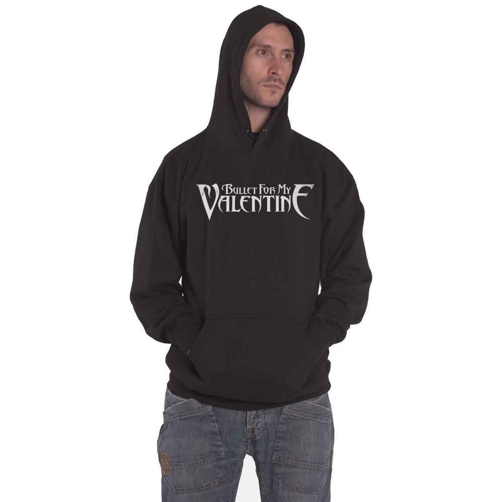 Rock Off Black Bullet For My Valentine - Logo & Raven - Pullover Hoodie (Back Print) - Cotton - Size S - Officially Licensed Merch