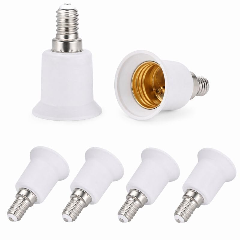 E14 vers E27 Adaptateur de Douille, Lot de 6 Adaptateur Convertisseur de Douille SES vers ES Base de Lampe, 0–250V Compatible Ampoules LED CFL Halogène et...