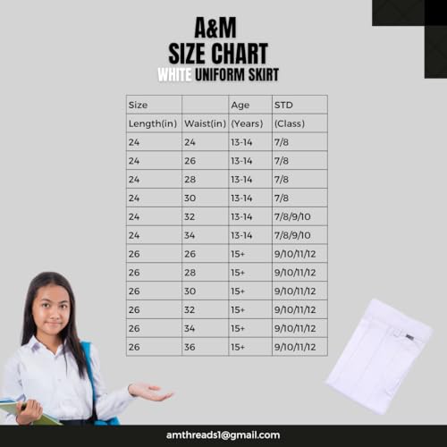 Image of A&M Threads White School Uniform Skirt for Girls