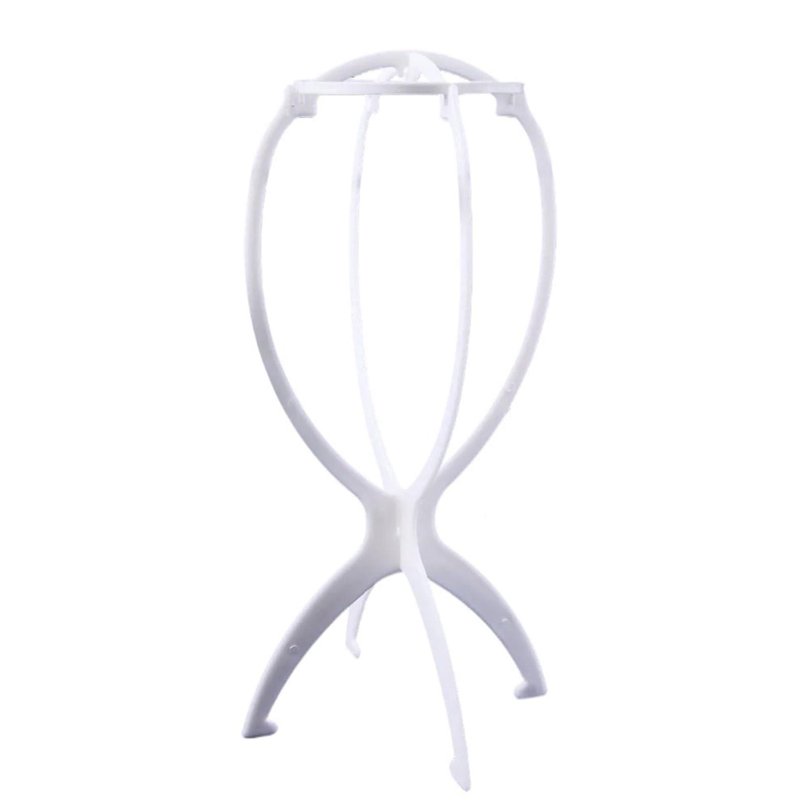 FDzkrtvm Plastic Folding Wig Stand, 4 Pcs Folding Wig Stand Plastic Adjustable Multicolor Barbershop Display Holder For Wigs(White)