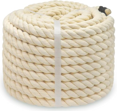Image of VHM [1 INCH x 10 FEET] 25 CM Off White Strong Cotton Rope for Hanging Craft Climbing Swing Tug of War Gym Decoration Nautical, Landscaping, Railings, Hammock, Wedding Etc