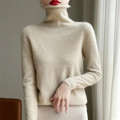 Women's Turtleneck Sweater Cashmere Material Stacked Collar Soft Skin-Friendly Casual Simple Cashmere top2