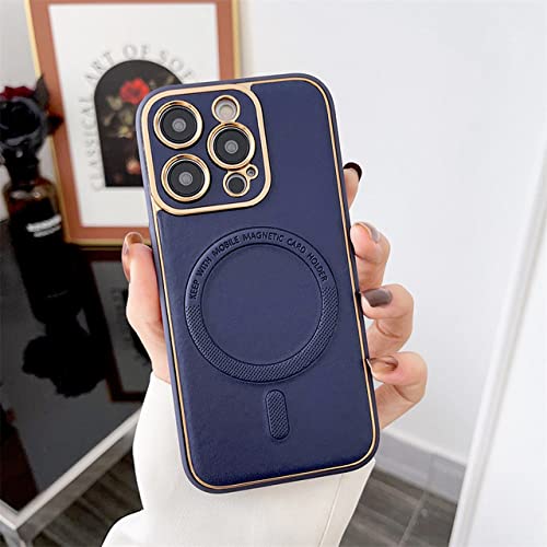 Étui en cuir pour iPhone 14 avec pare-chocs antichoc et fixation magnétique