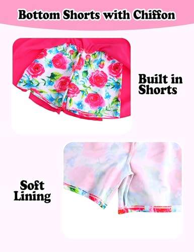 Image of Girls Swimsuit One Piece Bathing Suit Sleeveless Swimwear Matching Skirts for Toddler Kids Swim Surfing