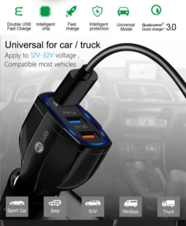 OPTUP Carregador Turbo Veicular Qualcomm 3.0-3 entradas