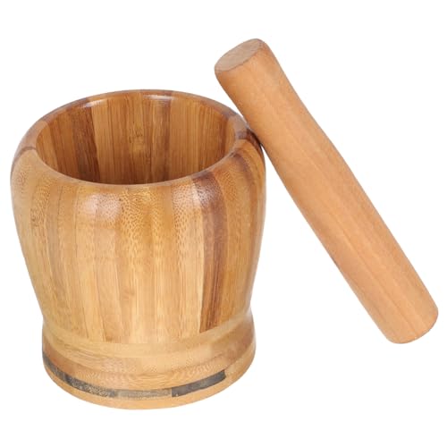 SMASOLO 竹製ペストル付き蒜泥器 すり鉢とすりこぎ キッチン調理用ニンニク潰し器 滑らか表面で持ちやすく簡単操作 料理短縮 家用 にも