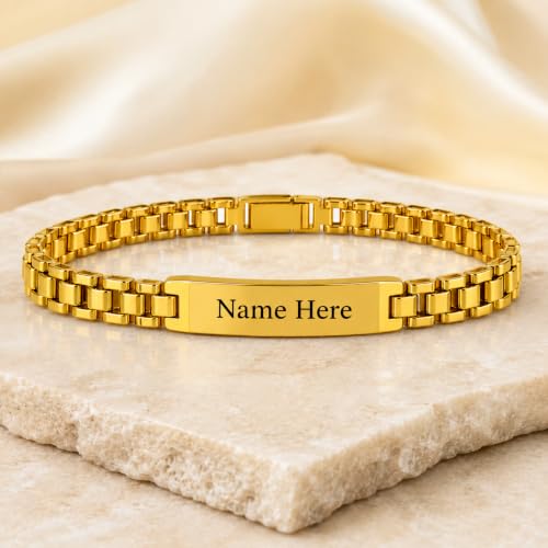 Image of Personalized Bracelet For Men - Adjustable Name Engraved Stainless Steel Bracelet Custom Gift for Him