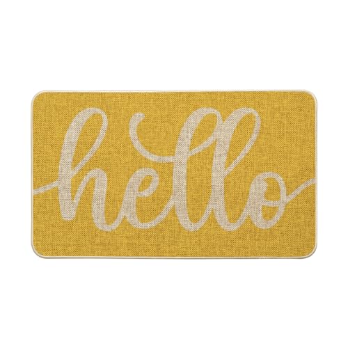 Artoid Mode Yellow Hello Spring Doormat, Summer Home Decor Low-Profile