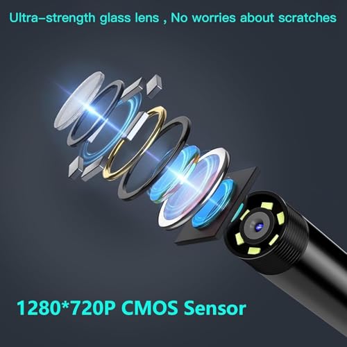 Image of HD Endoscope Camera with 6 Adjustable LED Lights - 1080P USB Borescope Inspection Camera, 1.5 m Semi-Rigid Waterproof Cable with Magnet, Hook & Mirror for Android Phone