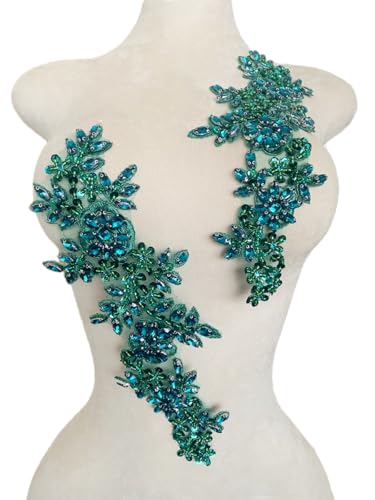 image for Zbroh Handmade red/White//Green/Blue Rhinestones Applique Sewing Beads
