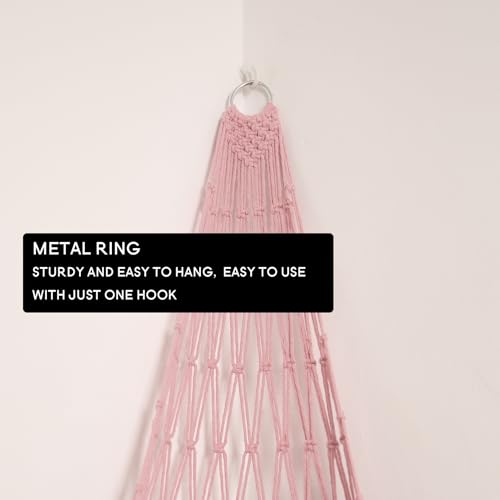 Image of Amdermi Stuffed Animal Hammock Corner Hanging Net for Stuff Animal Storage Macrame Toy Display Plush Toy Holder-Perfect for Tiny Space Walls-Kid Bedroom Decor Nursery Playroom Organizer (Light Pink)