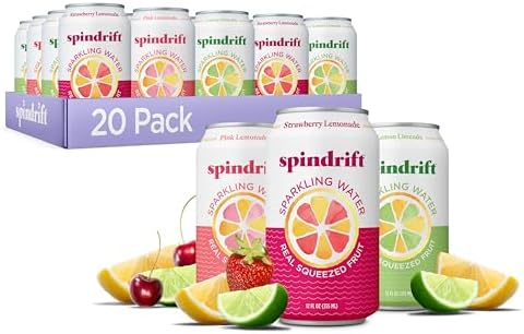 Spindrift Lemonade 3 Flavor Variety 20 Pack,12 Fl Oz (Pack of 20)