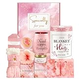 Regalos para mujeres, Rose Pamper Spa Cesta de regalo para mujeres, regalo de Navidad, kit de caja con manta para su madre, esposa, novia, hermana, hija, compañera