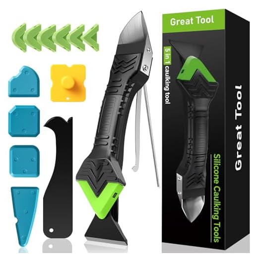 5 in 1 Silicone Caulking Tool Kit, Caulk Remover Tool with Stainless Steel Head,Caulk Finishing Tool with Different Angles,Grout Removal Tool for Kitchen Sink Washroom Floor Bathroom Toilet Caulking