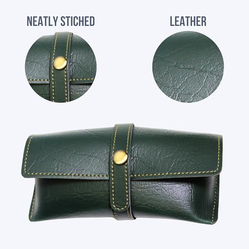 Image of Personalized Leather Goggle Cover | Custom Name | Unisex Faux Leather Eyewear Case with Button Closure | Travel-Friendly & Durable Sunglasses Holder for Men & Women