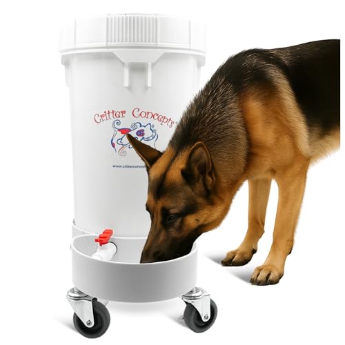 Critter Cooler 3.5 Gallon Top Fill Gravity-Fed Dog Water Dispenser, Self Filling Dog Water Bowl with Locking Wheels, BPA-Free, No Electricity, Made in USA, Ideal for 1 to...