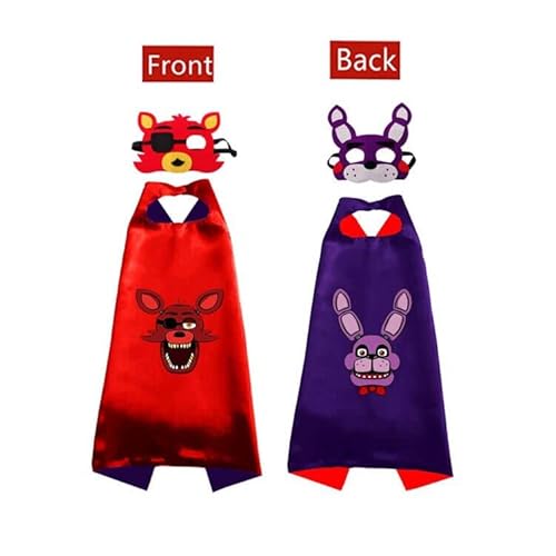4 Sets-2 Sides Costumes Capes And Masks Cosplay For Kids Party Five Nights Freddy's- Birthday Diy Dress Up, Blue, Yellow, Pink, Black, Brown, Purple, 36 Months #TOP2
