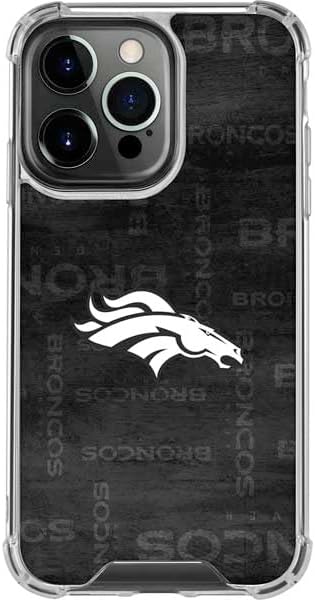 Skinit Clear Phone Case Compatible with iPhone 16 Pro - Officially Licensed NFL Denver Broncos Black & White Design