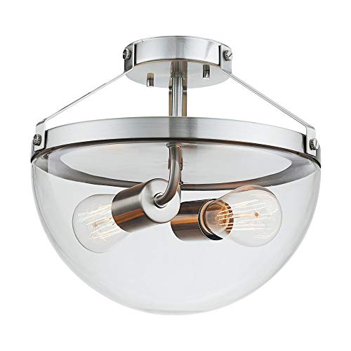Globe Electric 60364 Belsize Semi-Flush Mount, 10.5, Brushed Steel