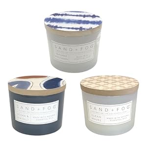 Sand + Fog Beach Day Bundle – Set of Three Luxury Candles – California Beach House, Clean Waves, Ocean & Sea Salt – 12 oz