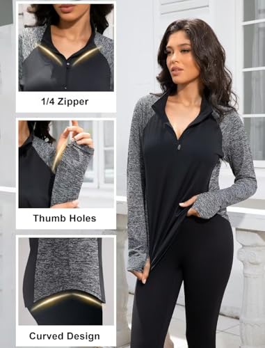 Women's 1/4 Zip Workout Tops Long Sleeve Pullover Athletic Running Yoga Hiking Quick Dry UPF 50+ Sun Shirts 20253