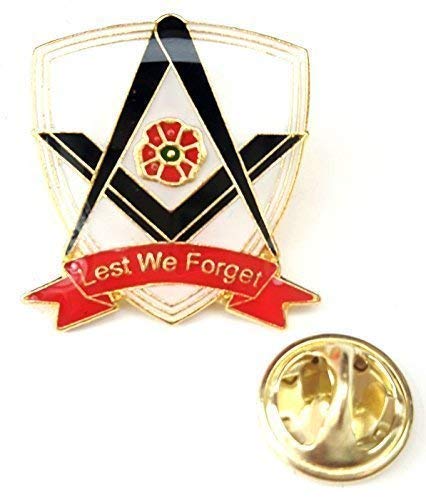 Masonic Lest We Forget Remembrance Poppy Lapel Pin Badge Exclusive Badge