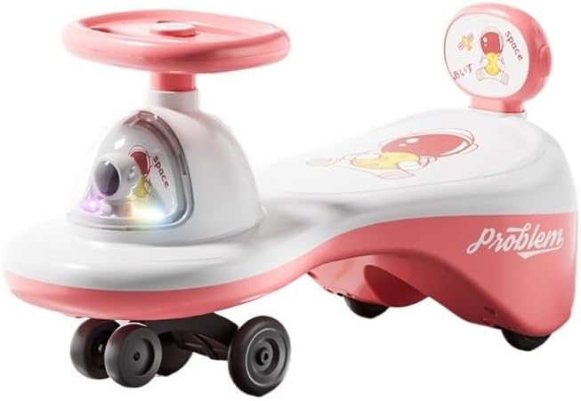 Wiggle Car Toddlers Stroller Sliding Walking Toys with Music Lights Baby Foot-to-Floor Walker for Boys and Girls(Pink,Normal Wheel)