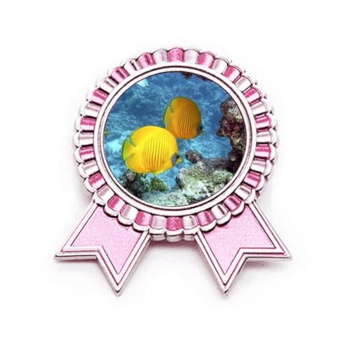 Broche rose poisson océan métal taille M bijou fantaisie marin pour pull femme