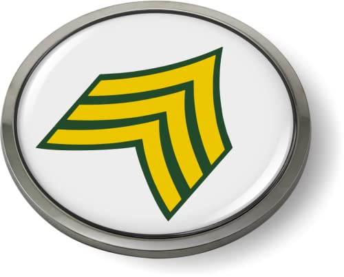 Image of US Army Rank Insignia CAR Emblem Chrome Metal Bezel - Sergeant E-5 (SGT) | Official U.S. Army Licensed Product, 3D Domed, Enlisted Soldiers Badge, Sticker, made by BestLicensePlateFrames