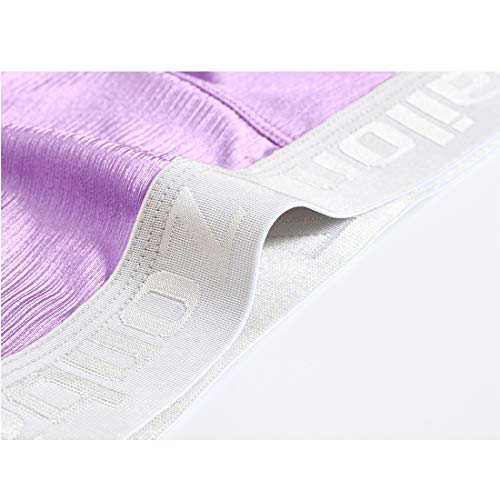Zonbailon Men's Sexy Bulge Pouch Ice Silk Underwear Low Rise Trunks Short Leg Boxer Briefs (Purple, L (Waist 36"-38")) #TOP6