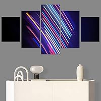 SIGNWIN 5 Panel Canvas Wall Art Modern Art Abstract Closeup Geometric Lights Mixed Media Modern Multicolor for Home Decorations Ready to Hang - 60