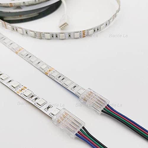 Biantie La 4 Pin 10Mm Led Strip To Wire Connector Rgb Unwired Clips Solderless Adapter Terminal Extension Connection For Multicolor Led Strip Lights 12V 24V (Pack Of 10) #TOP6