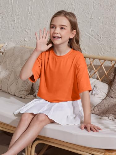 Image of ZDC Girls Athletic Oversized Crop Tops Kids Drop Shoulder Short Sleeve T Shirts Workout Tees