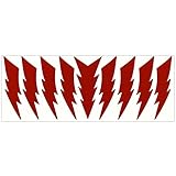 LiteMark Reflective Lightning Bolt Sticker, Bike, Helmet, Red, 4 Inch - Pack of 9 Pcs