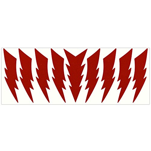 LiteMark Reflective Lightning Bolt Sticker, Bike, Helmet, Red, 4 Inch - Pack of 9 Pcs