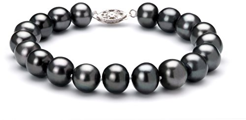 Black 8.5-9mm AA Quality Freshwater 925 Sterling Silver Cultured Pearl Bracelet For Women
