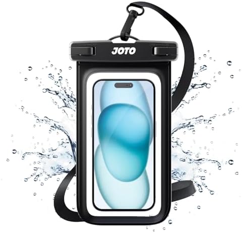 JOTO Up to 7" Universal Waterproof Phone Case for iPhone 17 Air 16 15 14 13 12 11 Plus Pro Max, IPX8 Cellphone Dry Bag XR X SE, Galaxy S23 S22 S21 S20+ S20 S10 Plus Note, Pixel -Black