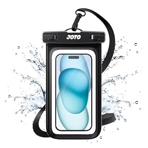 JOTO Up to 7″ Universal Waterproof Phone Case for iPhone 17 Air 16 15 14 13 12 11 Plus Pro Max, IPX8 Cellphone Dry Bag XR X SE, Galaxy S23 S22 S21 S20+ S20 S10 Plus Note, Pixel -Black