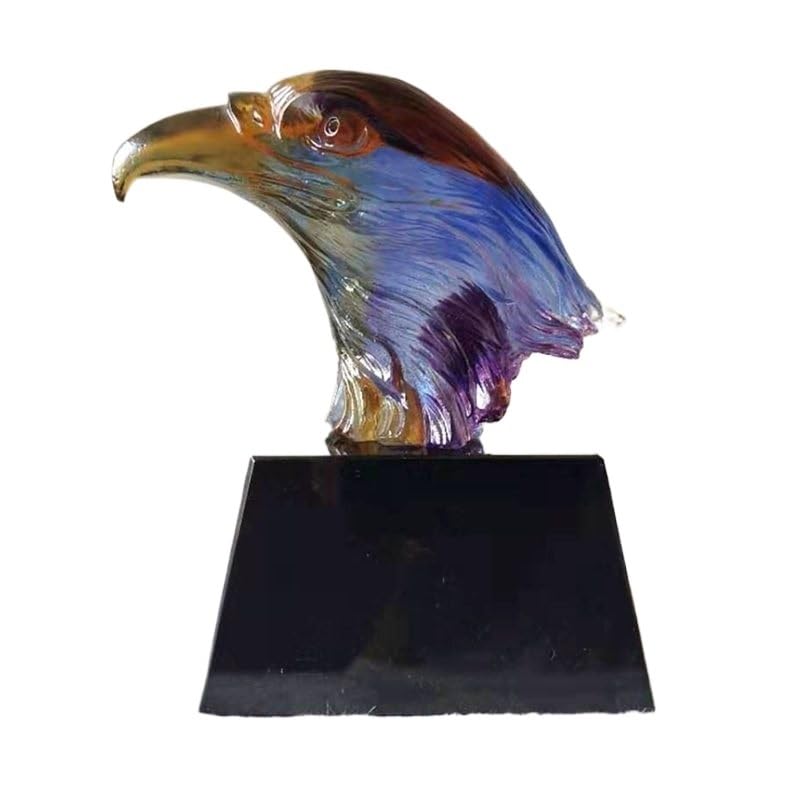 Spectacular Colored Glaze Eagle Collectible Figurine Statue Murano Glass Blown Artwork Animal Paperweight Gift Home Decor
