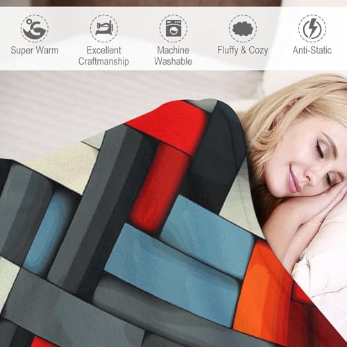 Couverture flanelle anti-frissons plaid canapé géométrique doux léger - 4