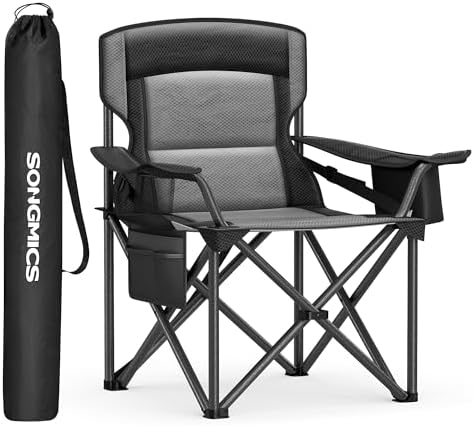 SONGMICS Chaise Pliante Camping, Siège Large Rembourée, Confortab...