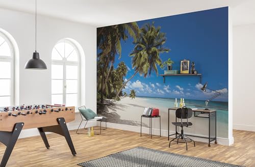 Komar Vlies Fototapete - Maldives - Größe 336 x 240 cm - Tapete, Strand, Palmen - Bahnbreite 50 cm