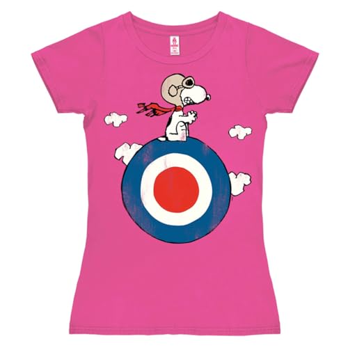 Logoshirt Peanuts I Snoopy I Pilot I Target I T-Shirt Print I Damen I kurzärmlig I pink I Lizenziertes Originaldesign I Größe L