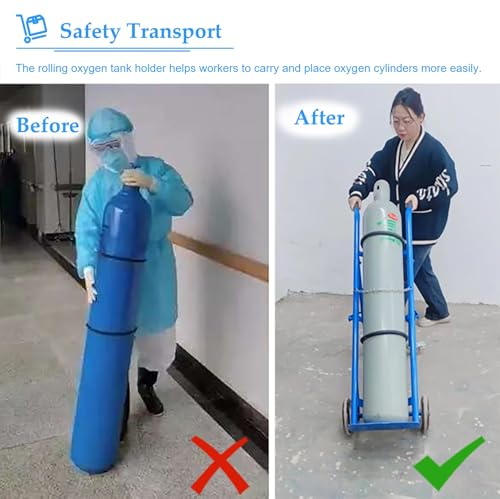 Chariot bouteille d'oxygène en acier robuste et stable à roulettes - 8