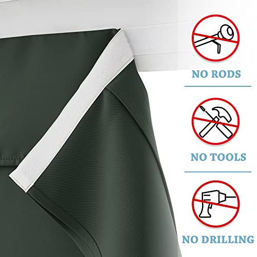 RYB HOME Privacy French Door Cover, Room Darkening Window Curtains for Front/Tricia/Patio French Door Tie up Shade for Sightseeing, W26 x L80 inch, 1 Panel, Dark Green