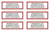 Adesivi: 37 x 105 mm, 6 pezzi – PROHIBIDO CALZAR, BLOQUEAR O ATAR LA PUERTA CORTAFUEGOS – Protezione antincendio e istruzioni d'uso – DIN 4066 – D1 – Lingua: spagnolo