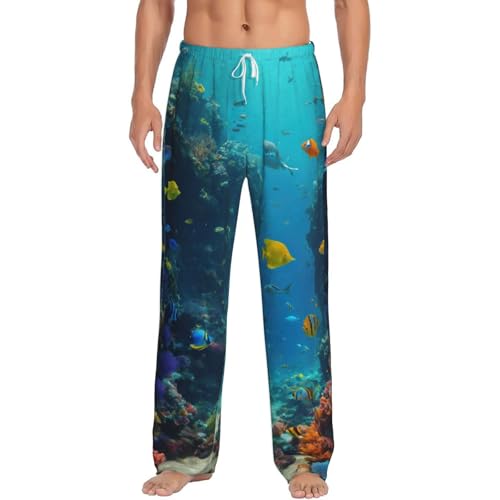 Pantalon de pyjama homme poisson bleu vêtement de nuit douillet