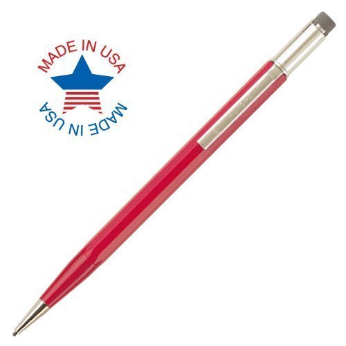 Autopoint All-American Pencil, 1.1mm tip, Paneled Barrel, Red, American Made (60010RD)