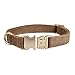 YUDOTE Soft Cotton Dog Collar with Metal Buckle Adjustable Heavy Duty Comfy Corduroy Collars for Small Medium Large Dogs,Brown,Medium