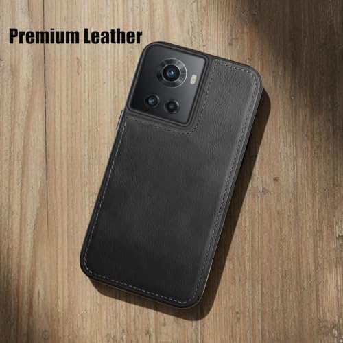 Image of MOBILOVE PU Leather Flexible Shockproof Design Back Case Cover for | OnePlus 10R 5G (Black)